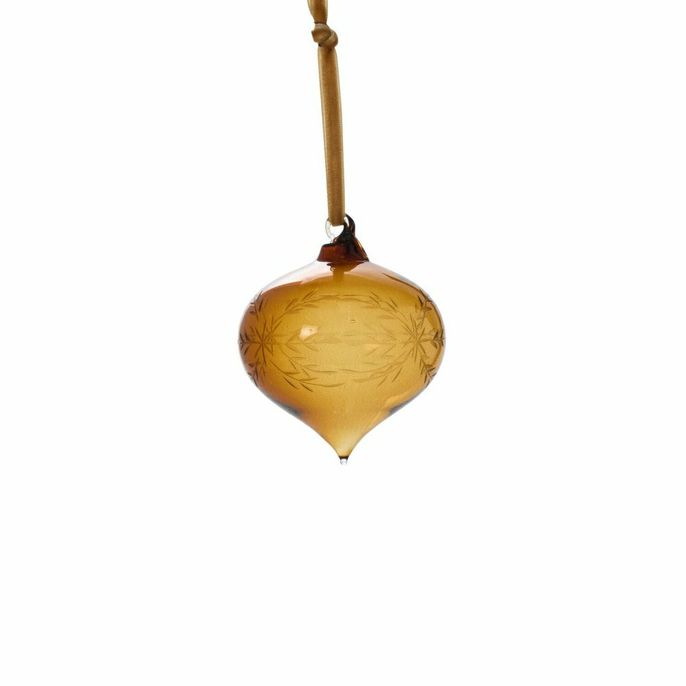 Plow & Hearth Etched Bauble Ornament, Brown