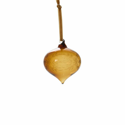 Plow & Hearth Etched Bauble Ornament, Brown