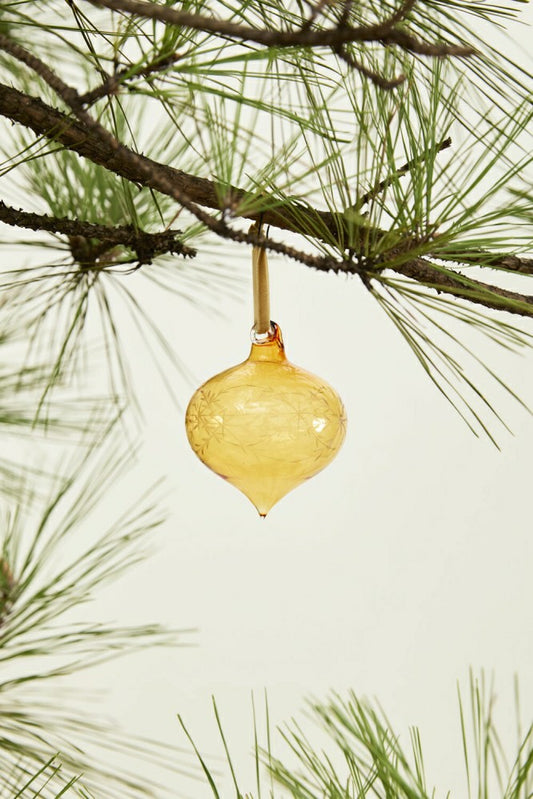 Plow & Hearth Etched Bauble Ornament, Amber