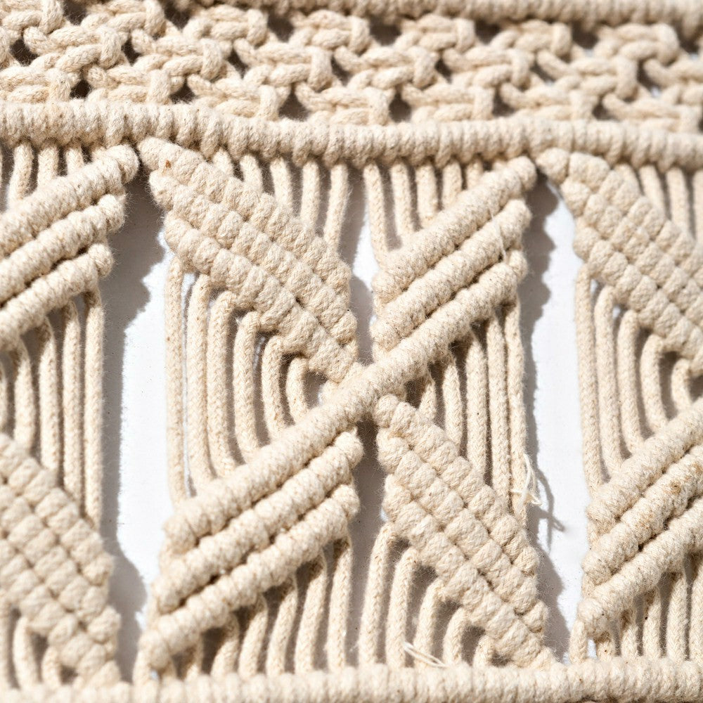 Plow & Hearth Macrame Wood Framed Wall Hanging