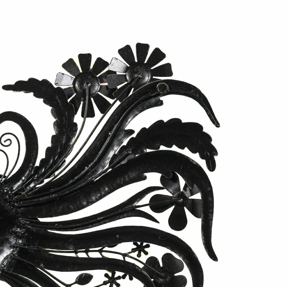 Plow & Hearth Floral Rooster Recycled Metal Wall Art