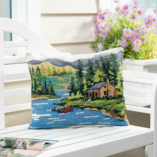 Plow & Hearth Cabin by the Lake Hooked Pillow