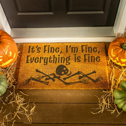 Plow & Hearth HALLOWEEN Coir Mat, "It's Fine,I'm Fine,Everything is fine",28"x16"