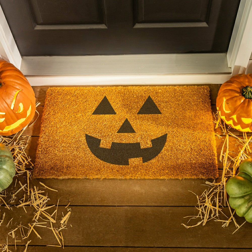 Plow & Hearth HALLOWEEN Smile Coir Mat, 28"x16"