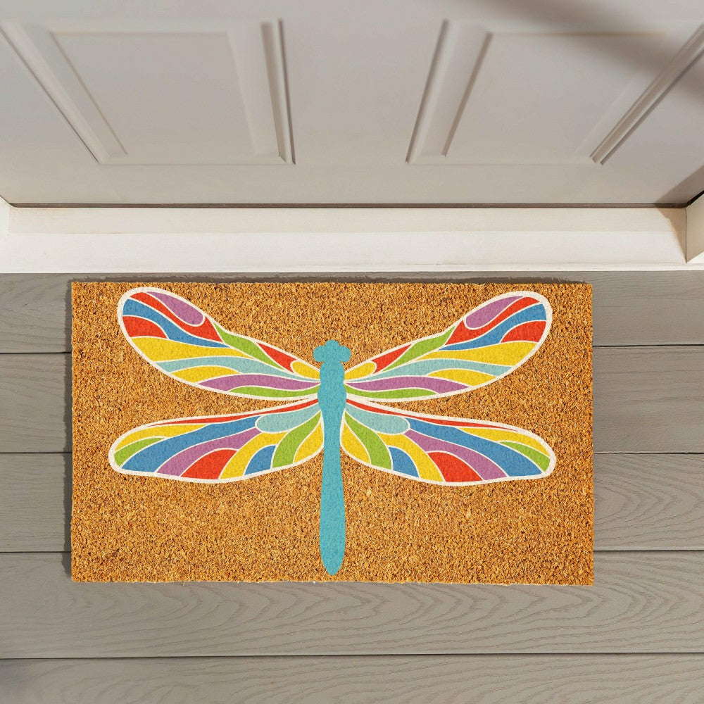 Plow & Hearth Colorful Dragonfly Coir Mat