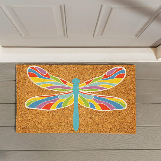 Plow & Hearth Colorful Dragonfly Coir Mat
