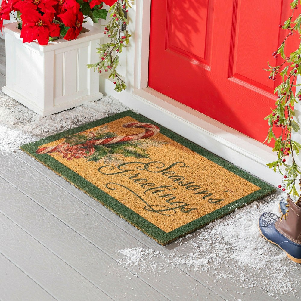 Plow & Hearth Season's Greetings, Coir Mat, 24"x36