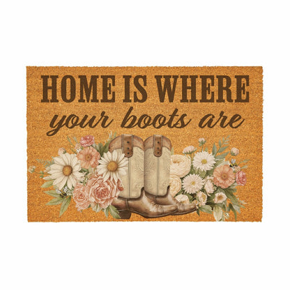 Plow & Hearth Petal & Plow Floral Boots, Coir Mat, 36"x24"