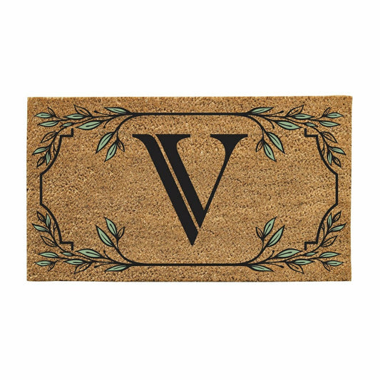 Plow & Hearth Monogram Coir Mat, Letter "V"