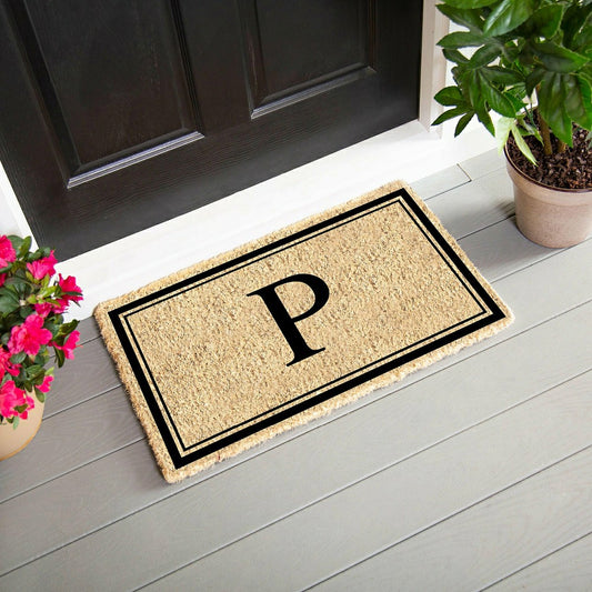 Plow & Hearth Monogram Coir Mat, Letter "P"