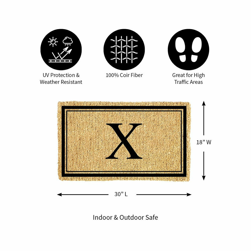 Plow & Hearth Monogram Coir Mat, Letter "X"