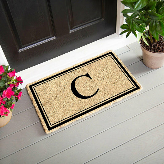 Plow & Hearth Monogram Coir Mat, Letter "C"