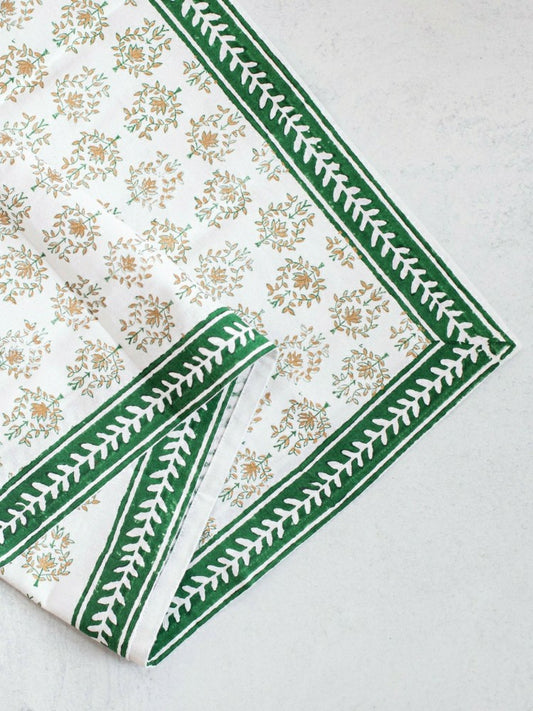 Plow & Hearth Tablecloth - Lotus, Evergreen & Gold