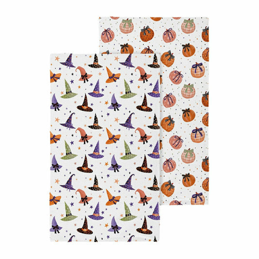 Plow & Hearth Haunted House Witch Hat Quick Dry Kitchen Towel, Pumpkin, 30"L x 18"W