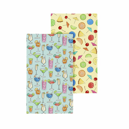 Plow & Hearth Kitchen Towel Quick Dry Waffle Weave Double-Sided, Cocktails, 30"L x 1