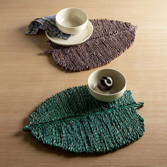 Plow & Hearth Leaf Placemats Set of 4 Blue