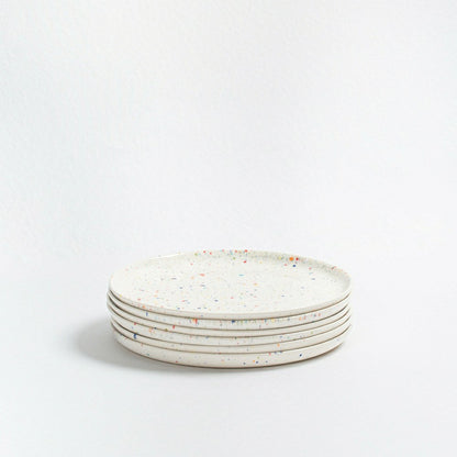 Plow & Hearth White Stoneware Ceramic Dinner Plates 11", Set of 6