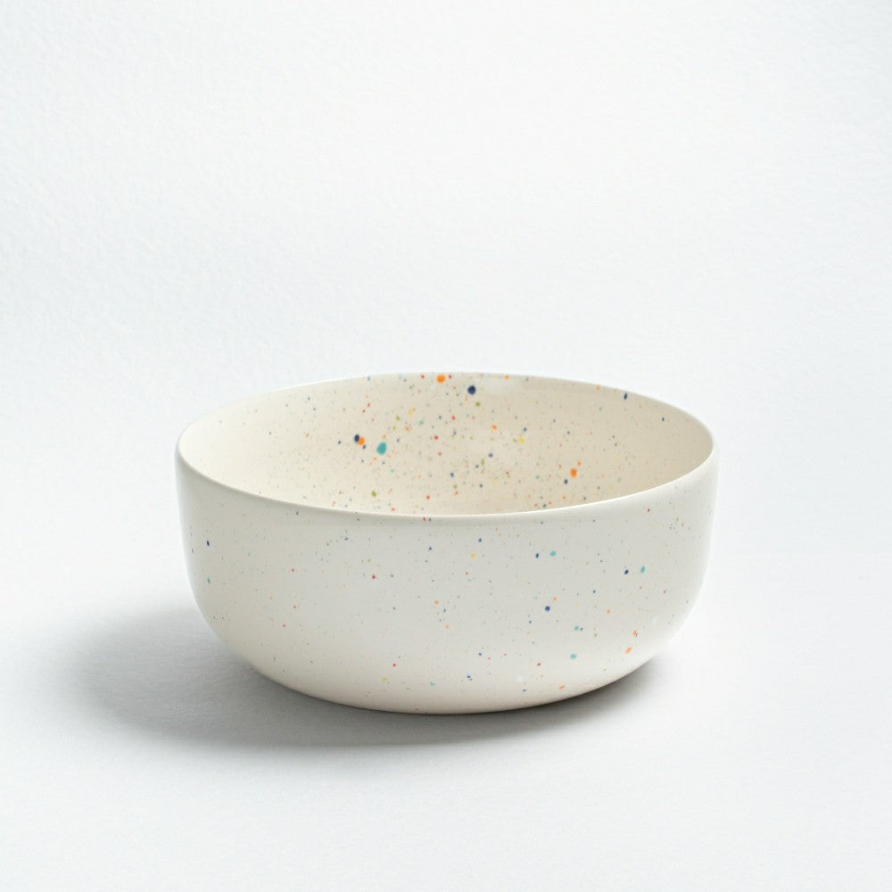 Plow & Hearth White Stoneware Ceramic Salad Bowl, 10.2"