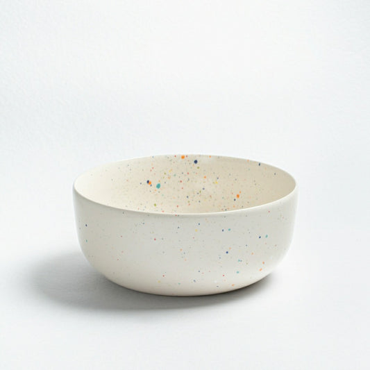 Plow & Hearth White Stoneware Ceramic Salad Bowl, 10.2"
