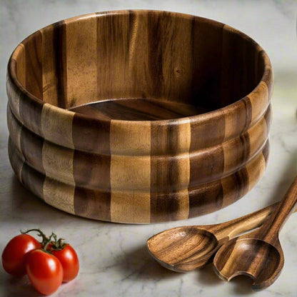 Plow & Hearth Extra Large Salad Bowl with Servers