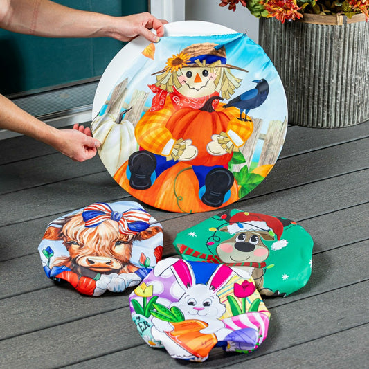 Plow & Hearth Whimsical Animal and Character, 4-Season Interchangeable Door Decor Se