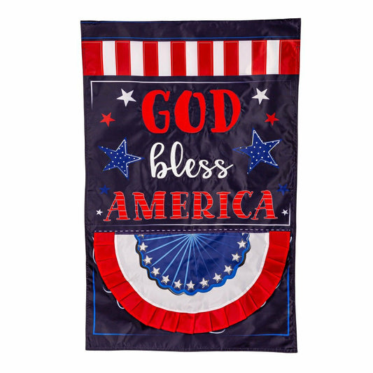 Plow & Hearth Patriotic God Bless America Applique House Flag