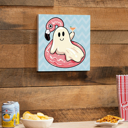 Plow & Hearth Summerween Indoor Wall Decor, Ghost in the Pool, 12" L x 12" H