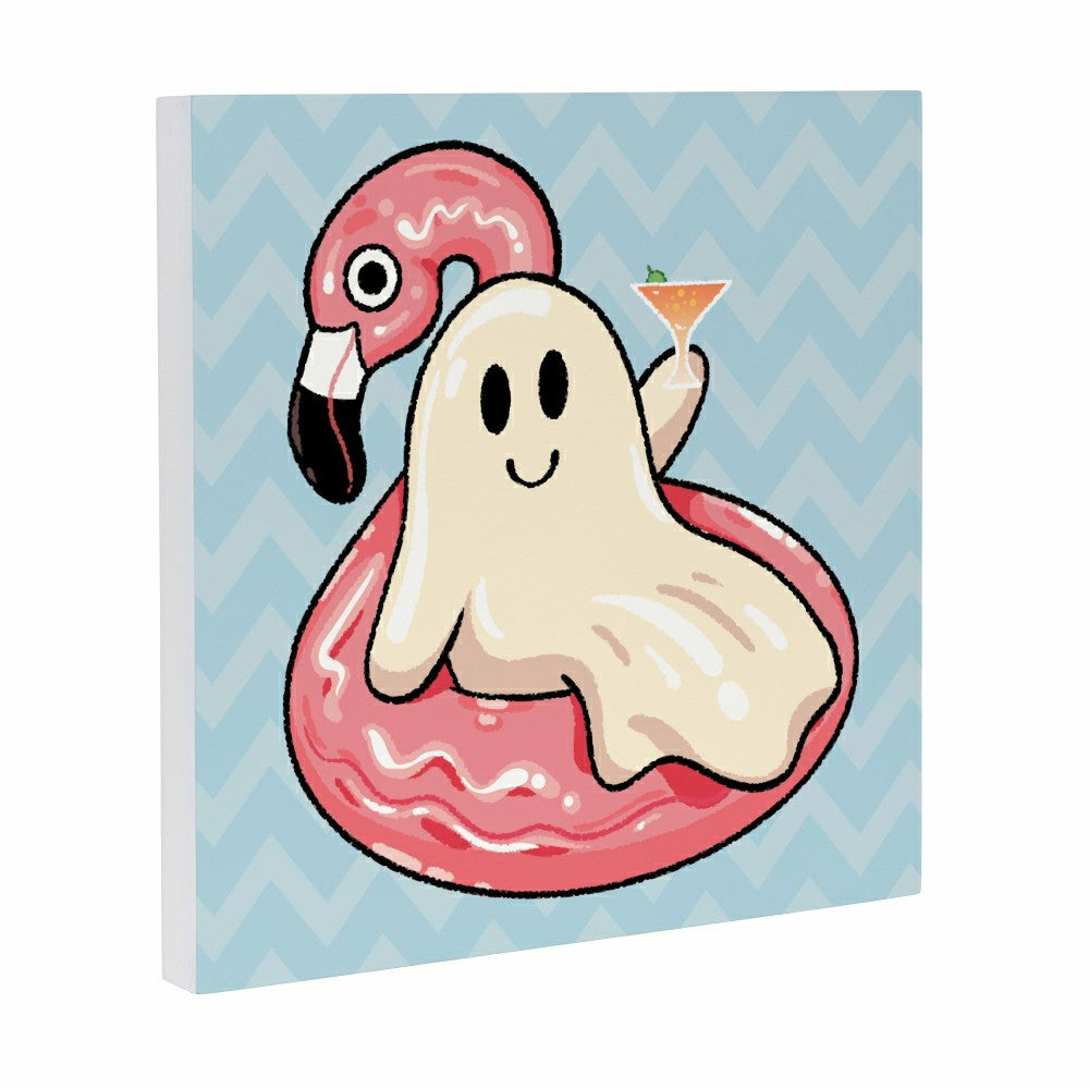 Plow & Hearth Summerween Indoor Wall Decor, Ghost in the Pool, 12" L x 12" H