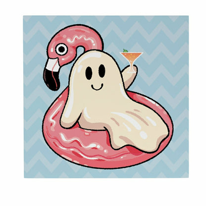 Plow & Hearth Summerween Indoor Wall Decor, Ghost in the Pool, 12" L x 12" H