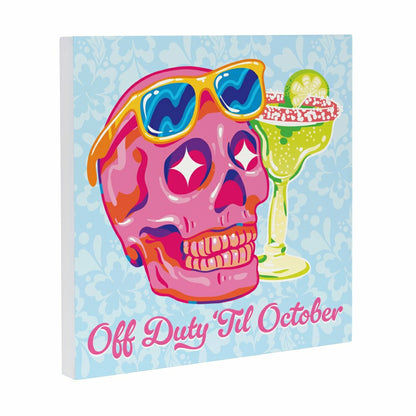 Plow & Hearth Summerween Indoor Wall Decor, Off Duty Skull, 12" L x 12" H