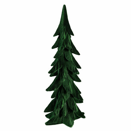 Plow & Hearth Shades of Emerald Table Décor Tree Flocked Resin Set