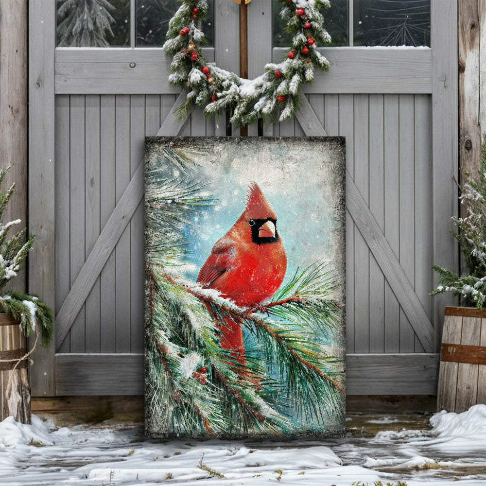 Plow & Hearth Vintage Cardinal Christmas Wall Art