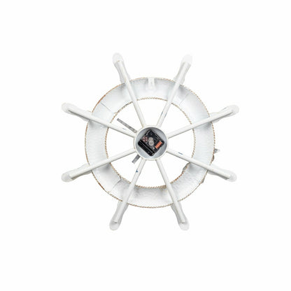 Plow & Hearth Blue Coastal Outdoor Wall Decor, Metal, Nautical Clock, 21" L x 21" H