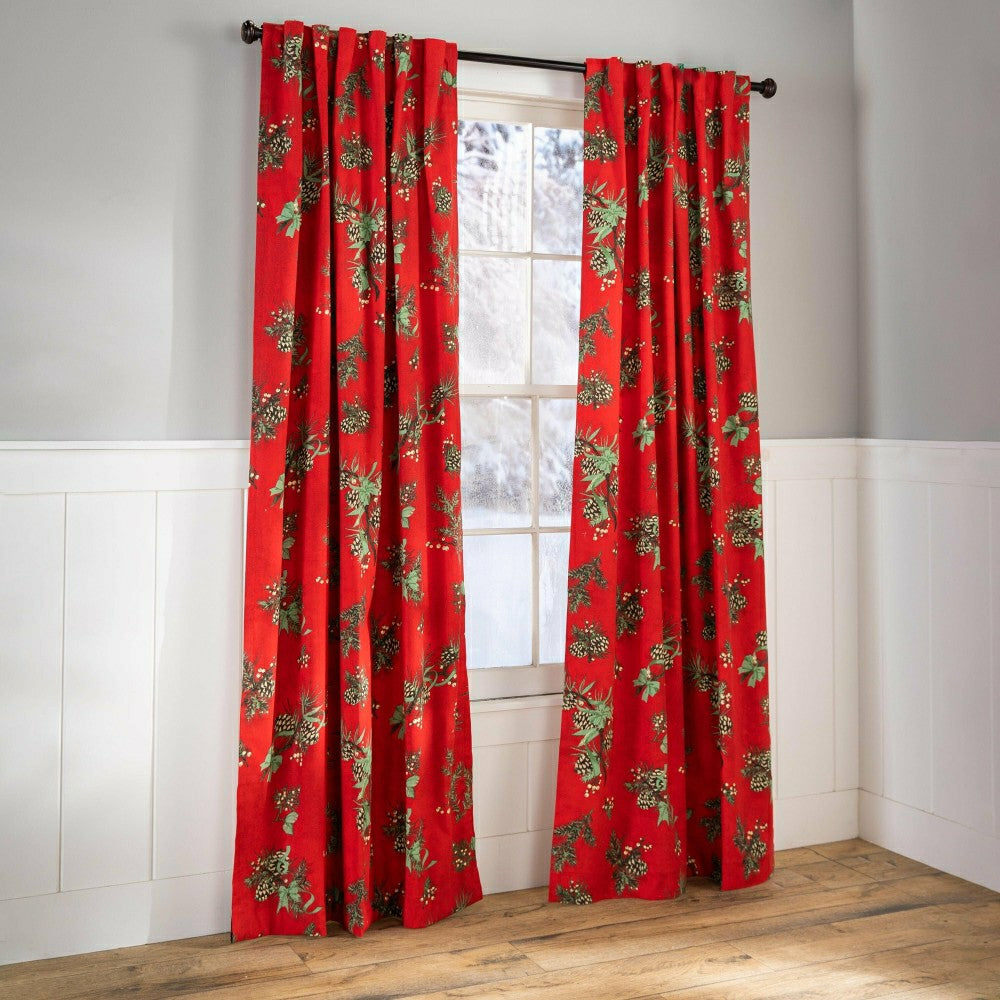 Plow & Hearth Holiday Peaceful Pine Curtains, 84"L Pair Double Width