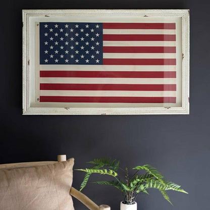 Plow & Hearth Large Framed American Flag Under Glass
