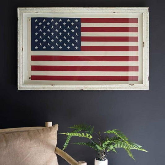 Plow & Hearth Large Framed American Flag Under Glass