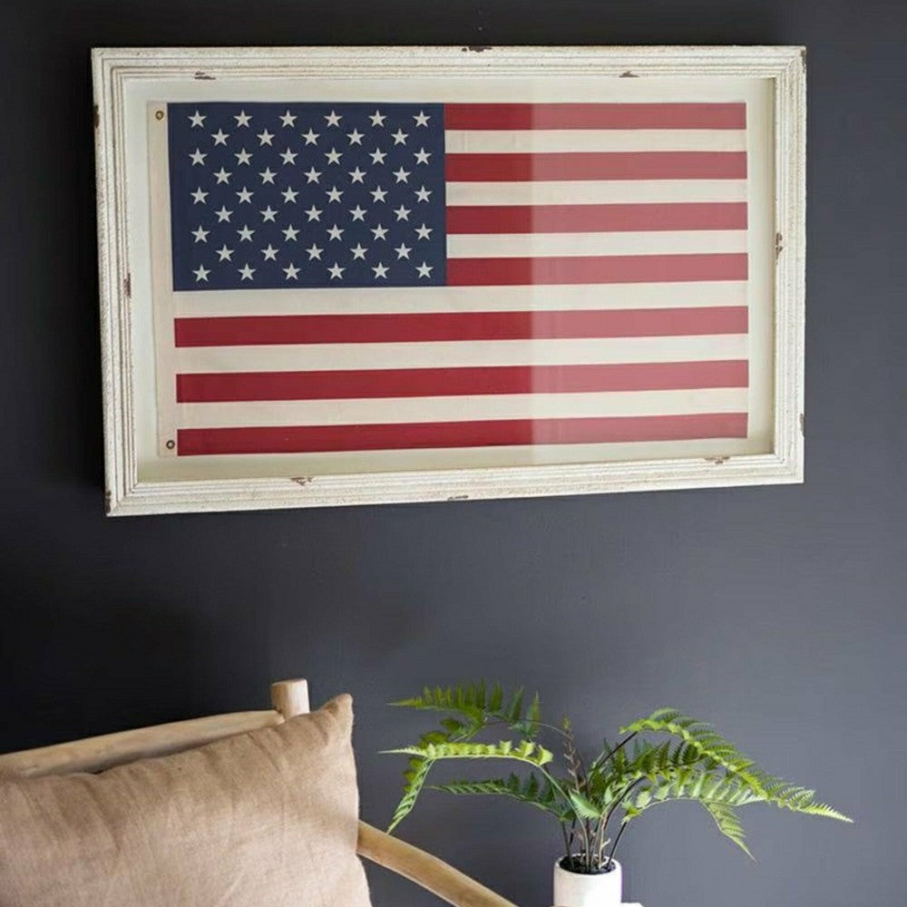 Plow & Hearth Large Framed American Flag Under Glass