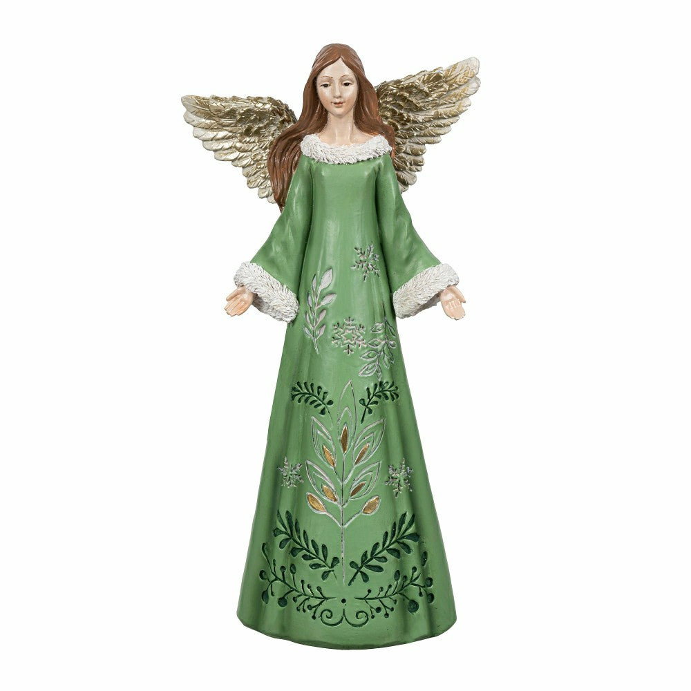 Plow & Hearth Shades of Emerald Garden Statue, Resin Statue, Angel, 12"H