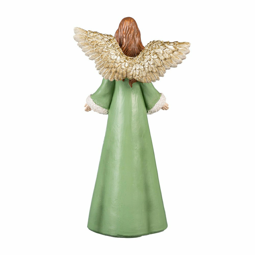 Plow & Hearth Shades of Emerald Garden Statue, Resin Statue, Angel, 12"H