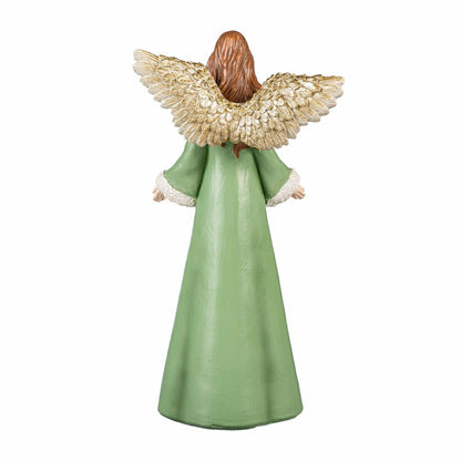 Plow & Hearth Shades of Emerald Garden Statue, Resin Statue, Angel, 12"H
