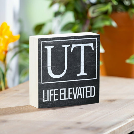 Plow & Hearth State Sign Wood Block Utah 6"x6"