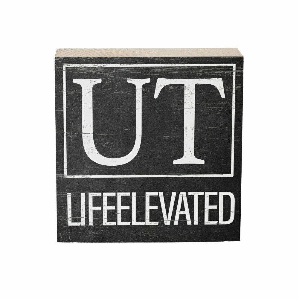 Plow & Hearth State Sign Wood Block Utah 6"x6"