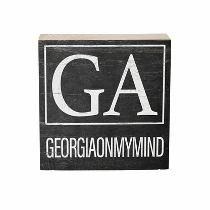 Plow & Hearth State Sign Wood Block Georgia 6"x6"