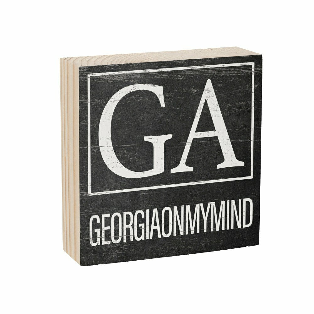 Plow & Hearth State Sign Wood Block Georgia 6"x6"