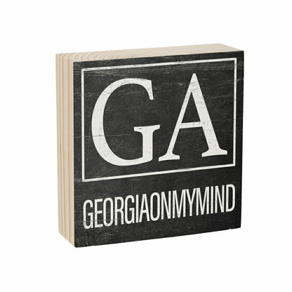 Plow & Hearth State Sign Wood Block Georgia 6"x6"