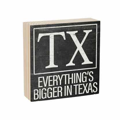 Plow & Hearth State Sign Wood Block Texas 6"x6"