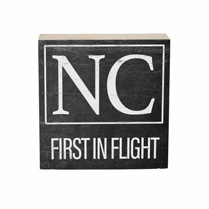 Plow & Hearth State Sign Wood Block North Carolina 6"x6"