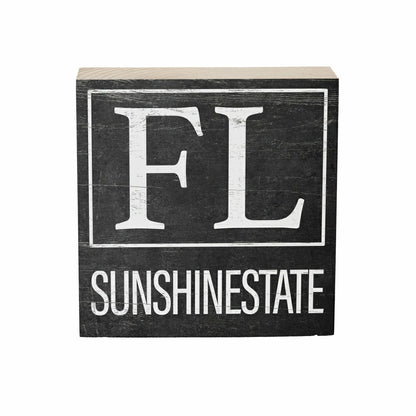 Plow & Hearth State Sign Wood Block Florida 6"x6"