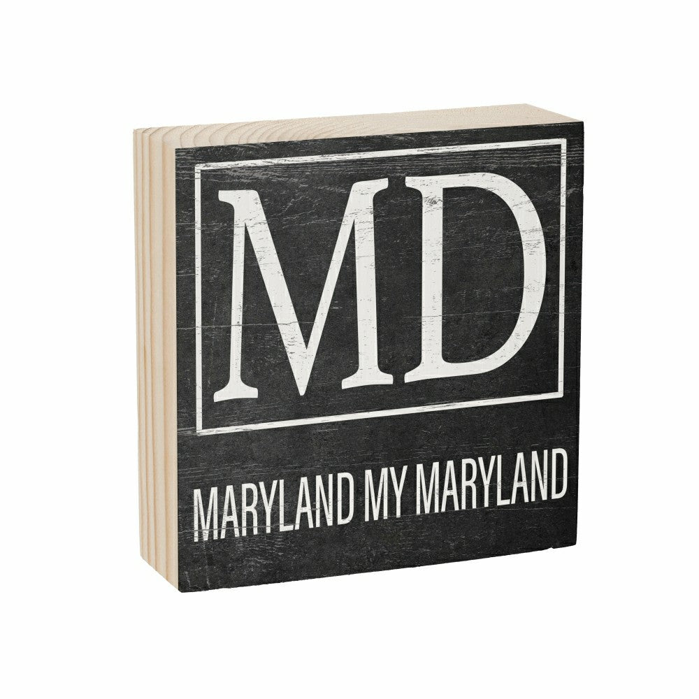 Plow & Hearth State Sign Wood Block Maryland 6"x6"