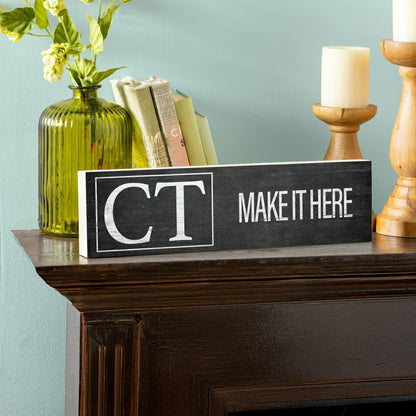 Plow & Hearth State Wooden Mantle Sign Connecticut 18x5"